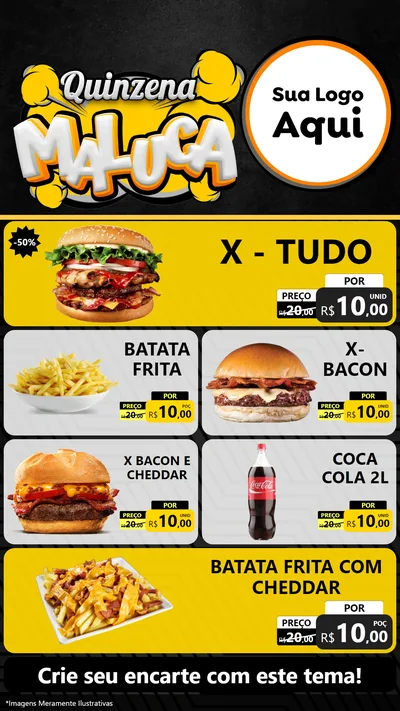 Modelo de TV para TV Vertical com o tema Quinzena Maluca para Hamburgueria