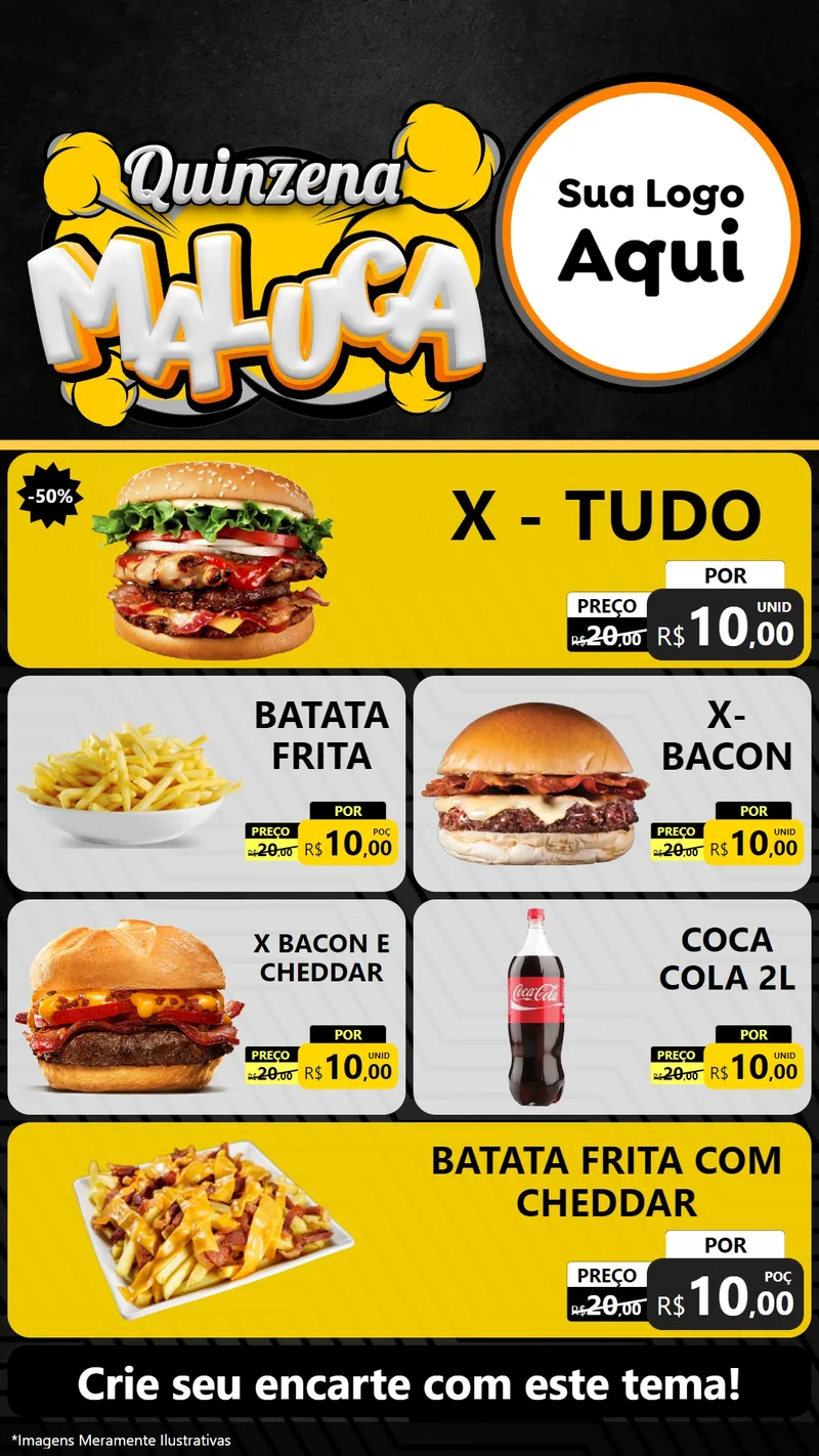 Modelo de TV para TV Vertical com o tema Quinzena Maluca para Hamburgueria
