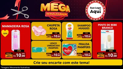 Modelo de TV para TV Horizontal com o tema Mega Reinauguração para Bebês