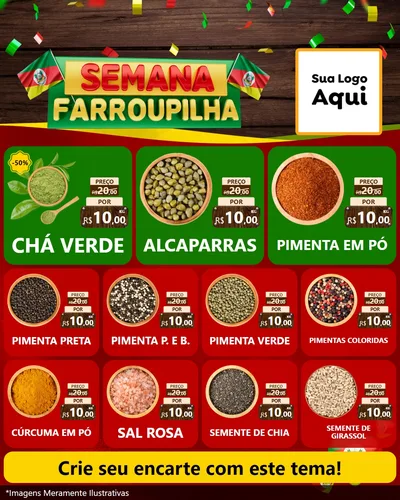 Modelo de Rede Social para Feed Instagram com o tema Semana Farroupilha para Produtos Naturais