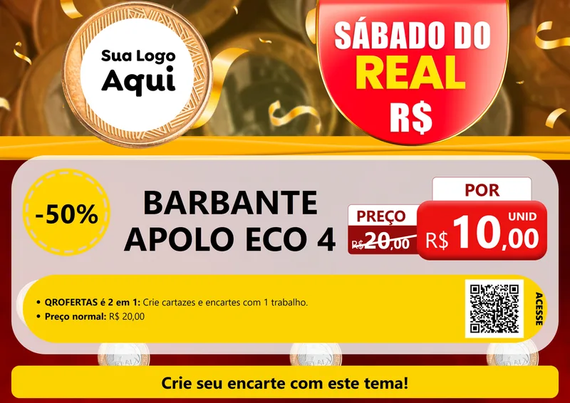 Modelo de Cartaz para Cartaz A4 Horizontal com o tema Sábado do Real para Armarinho e Aviamentos