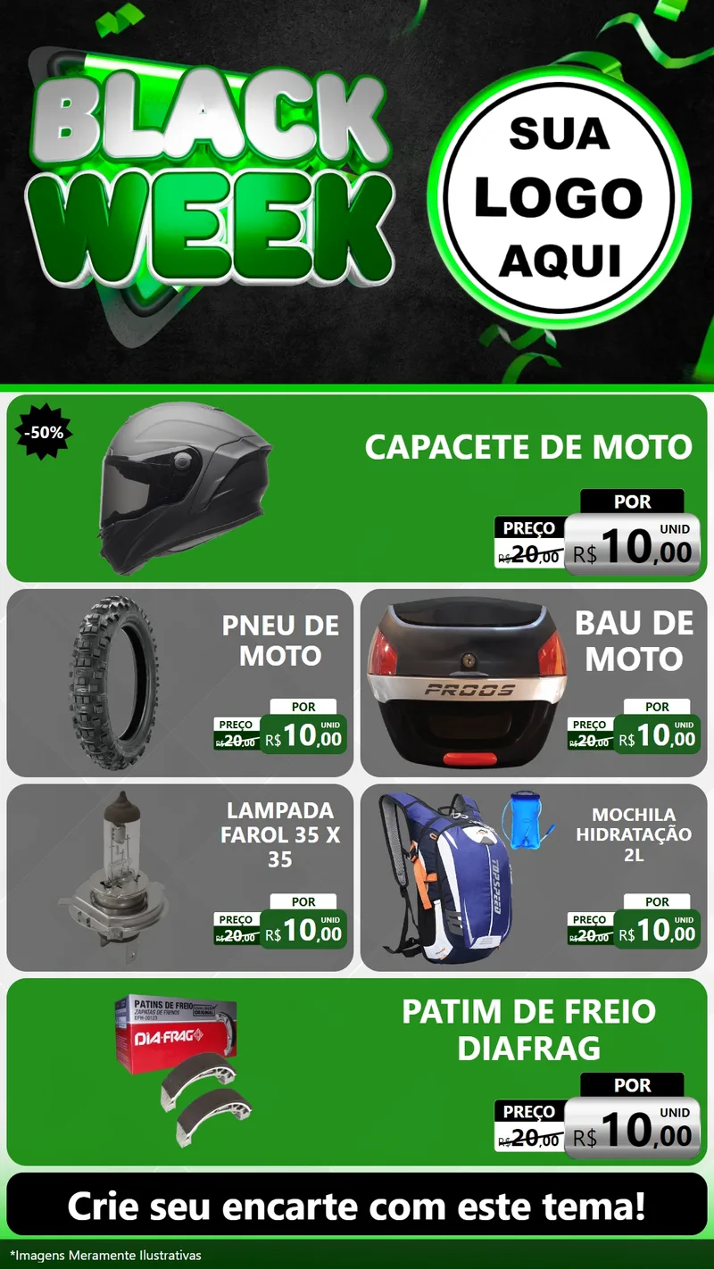 Modelo de TV para TV Vertical com o tema Black Week para Moto peças