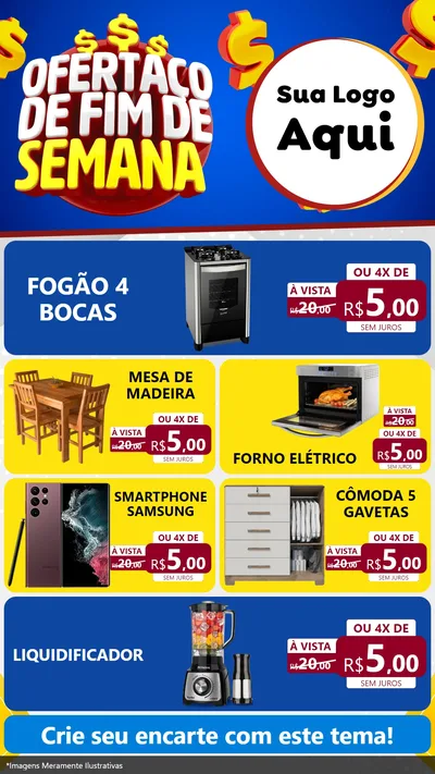Modelo de TV para TV Vertical com o tema Ofertaço de Fim de Semana para Móveis e Eletro