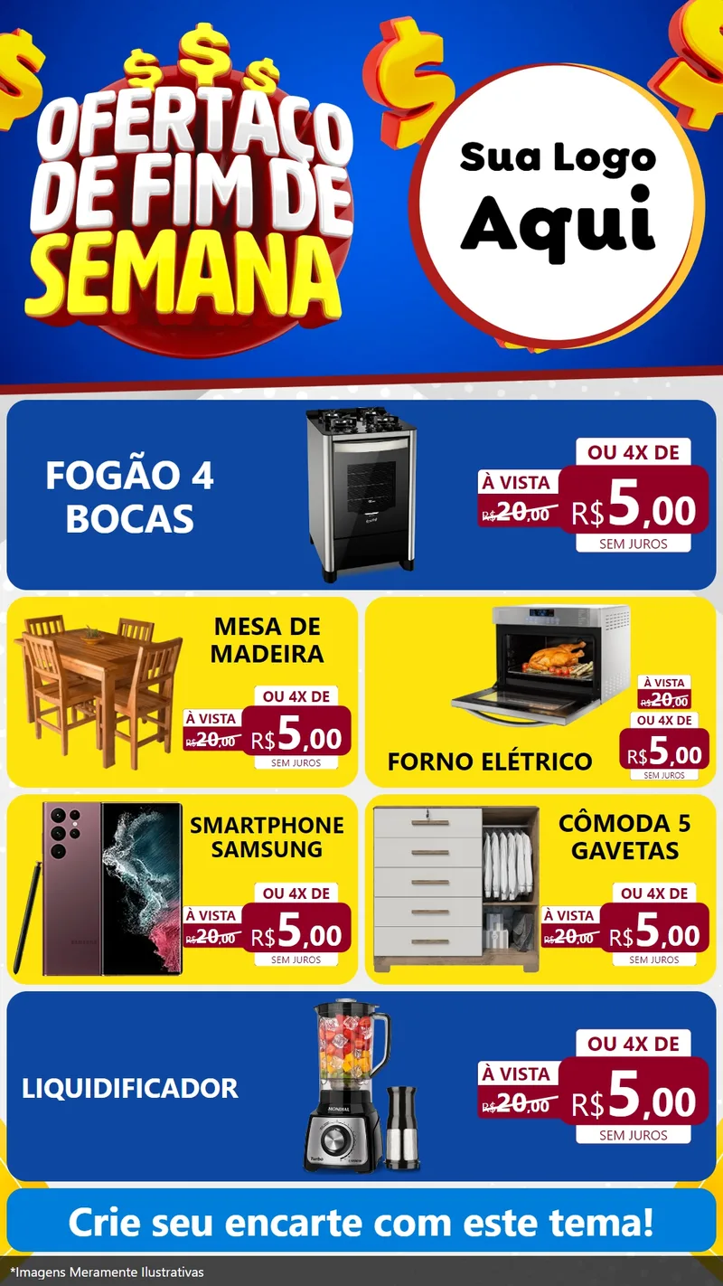 Modelo de TV para TV Vertical com o tema Ofertaço de Fim de Semana para Móveis e Eletro
