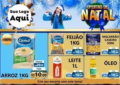 Modelo de Encarte para Encarte A4 Horizontal com o tema Ofertas de Natal para Supermercado