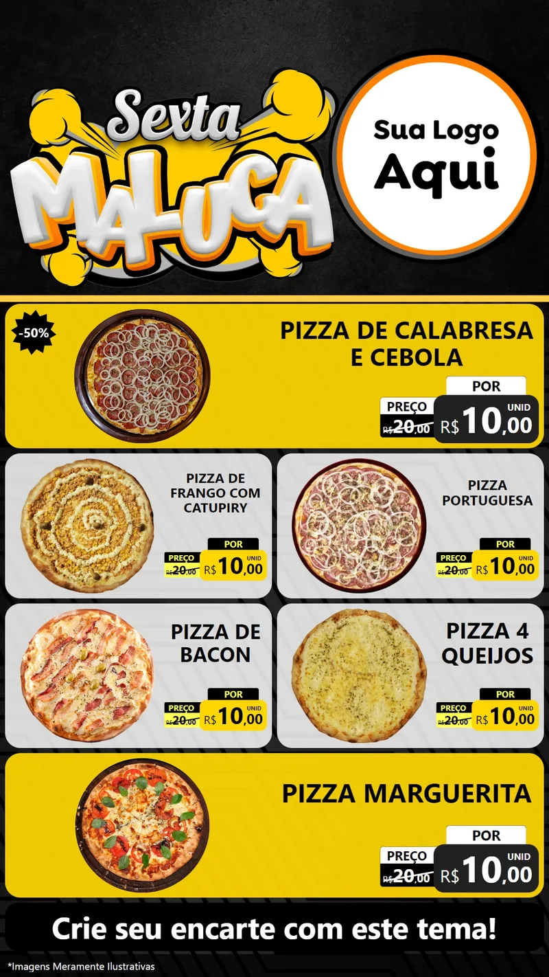 Modelo de TV para TV Vertical com o tema Sexta Maluca para Pizzaria