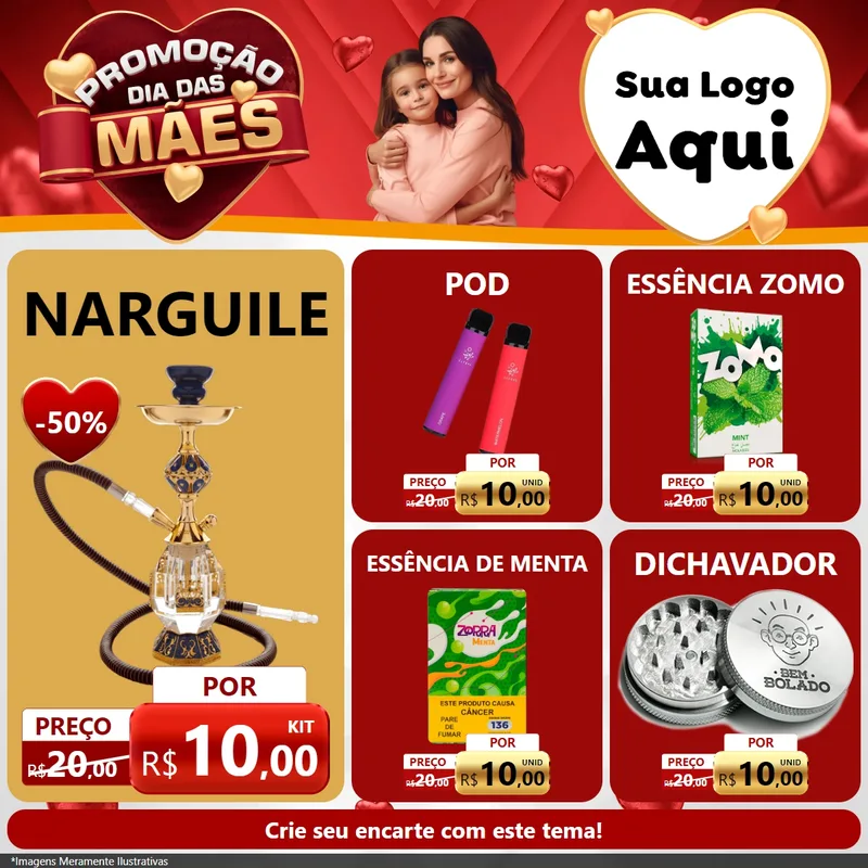 Modelo de Rede Social para Feed Facebook com o tema Promoção Dia das Mães para Tabacaria