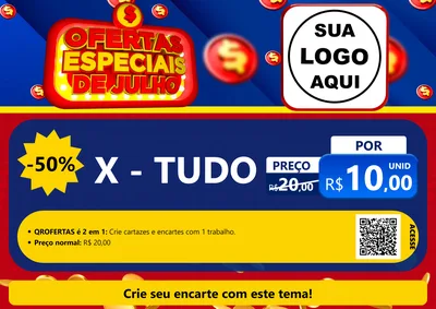 Modelo de Cartaz para Cartaz A4 Horizontal com o tema Ofertas Especiais de Julho para Hamburgueria
