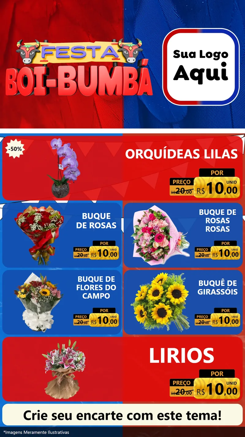 Modelo de TV para TV Vertical com o tema Festa Boi Bumbá para Floricultura e jardim