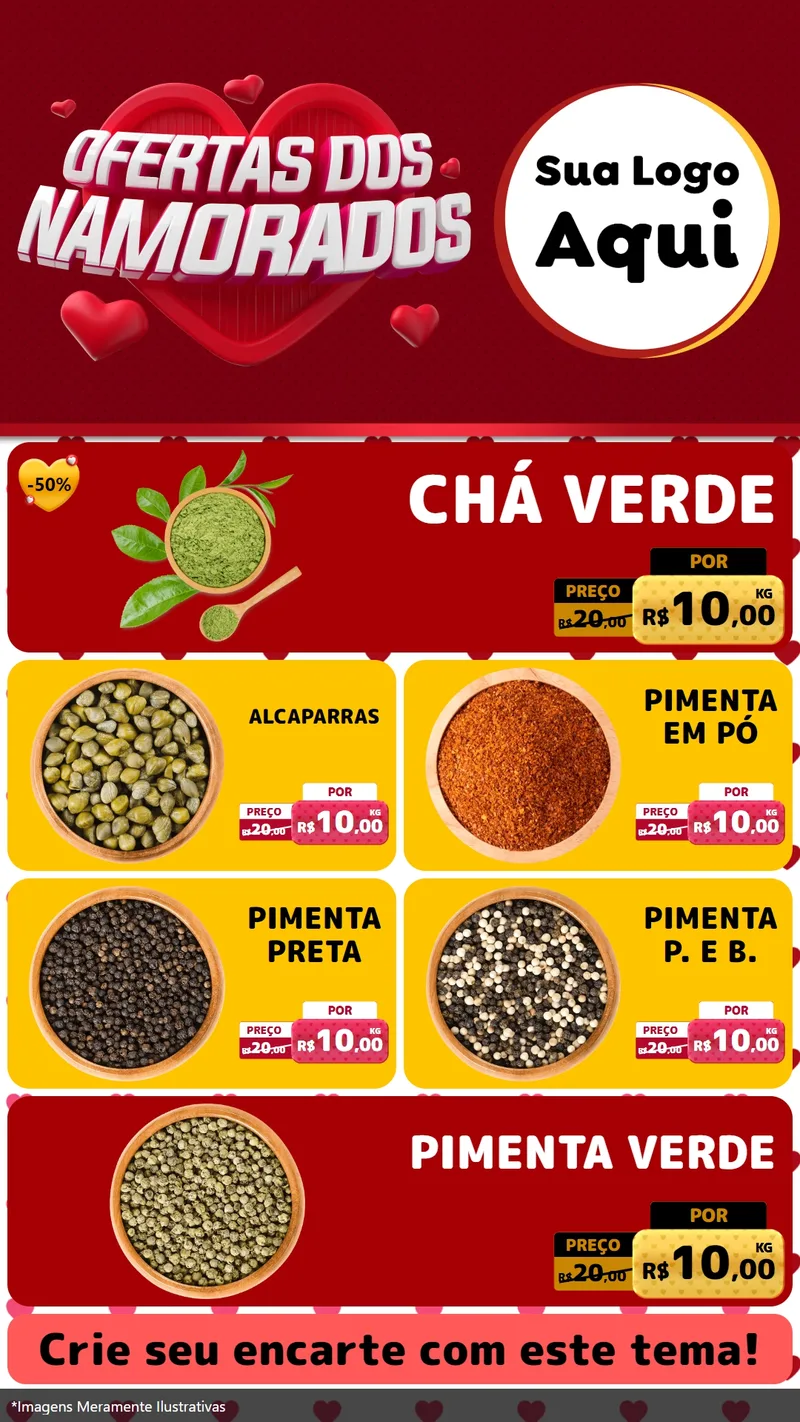 Modelo de TV para TV Vertical com o tema Ofertas Dos Namorados para Produtos Naturais