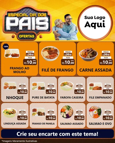 Modelo de Rede Social para Feed Instagram com o tema Especial Dia dos Pais para Restaurante