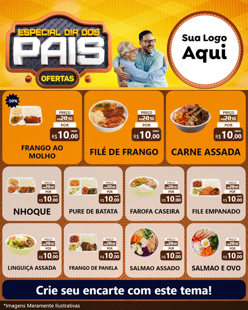 Modelo de Rede Social para Feed Instagram com o tema Especial Dia dos Pais para Restaurante
