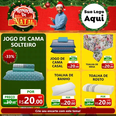 Modelo de Rede Social para Feed Facebook com o tema Promoção de Natal para Cama, Mesa e Banho