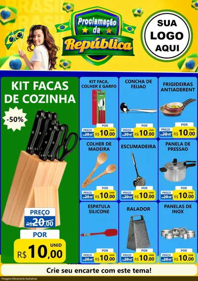 Modelo de Encarte para Encarte A4 Vertical com o tema Proclamação da República para Utilidades Domésticas