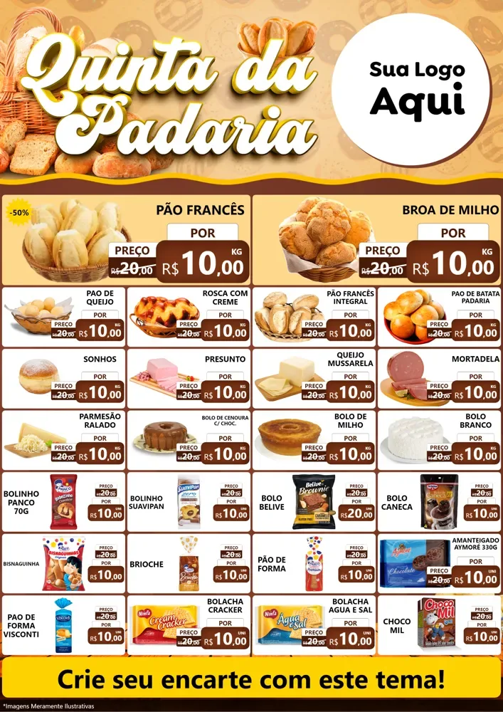 Modelo de Encarte para Encarte A4 Vertical com o tema Quinta da Padaria para Padaria
