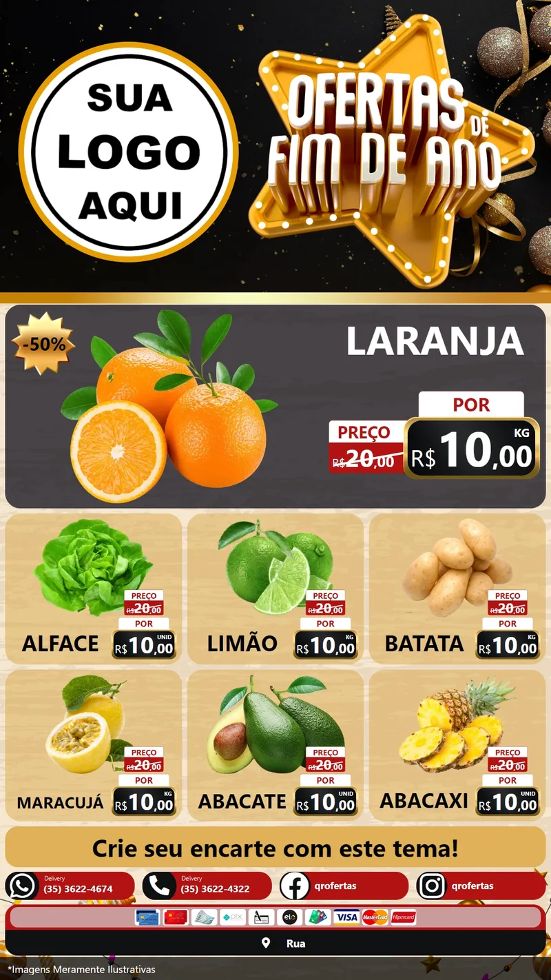 Modelo de Rede Social para Stories com o tema Ofertas de Fim de Ano para Hortifrúti