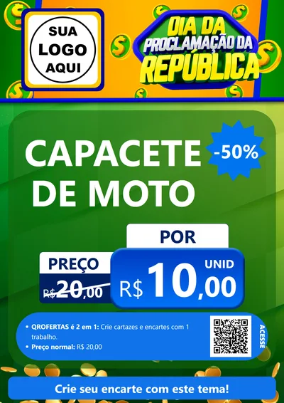 Modelo de Cartaz para Cartaz A4 Vertical com o tema Dia Da Proclamação da República para Moto peças