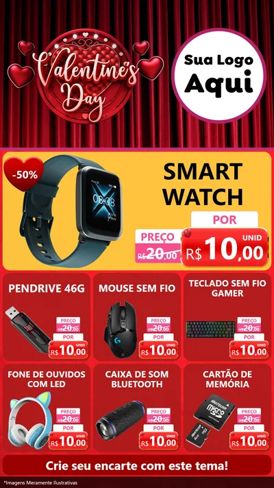 Modelo de Rede Social para Stories com o tema Valentine's Day para Informática