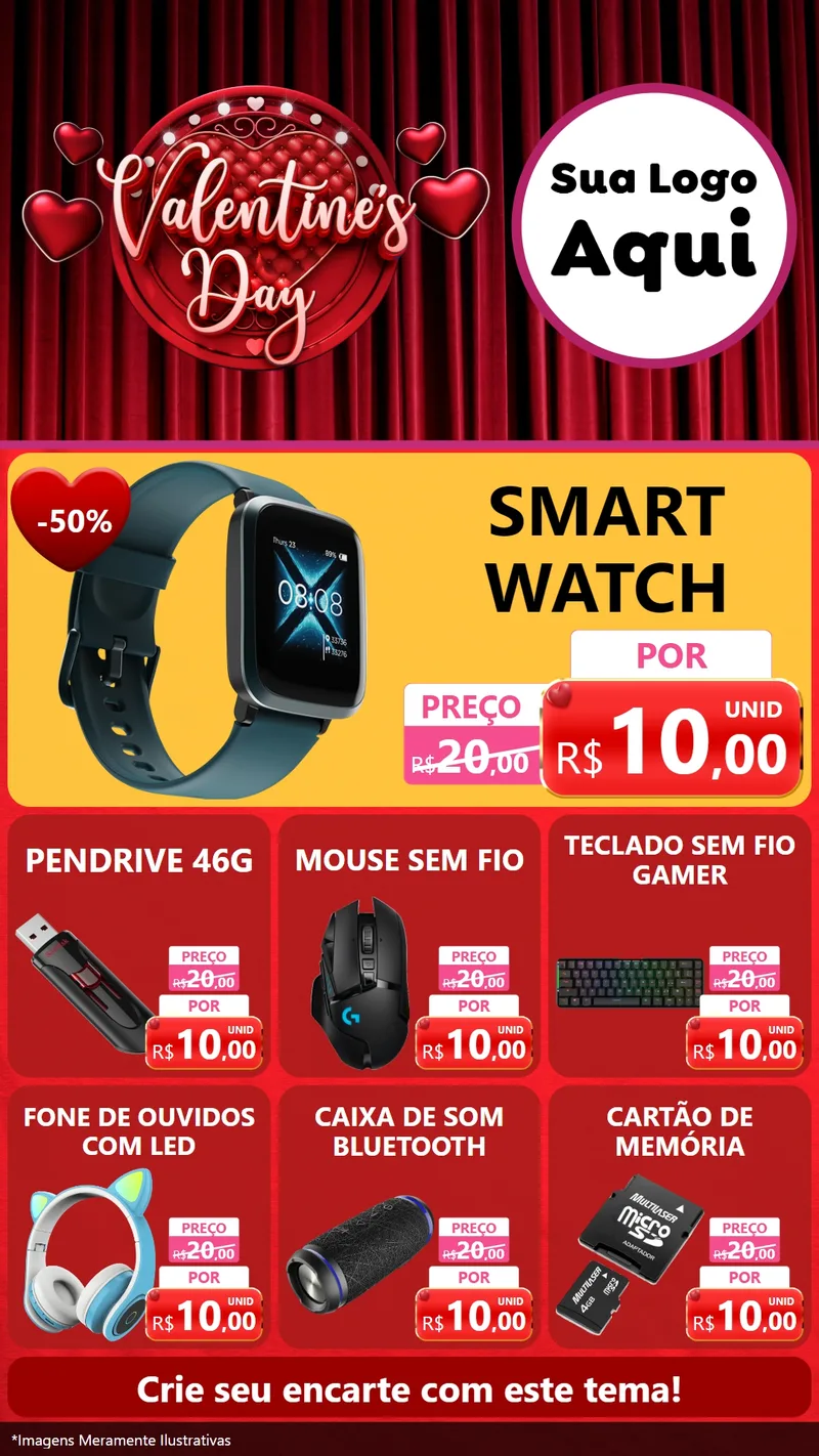 Modelo de Rede Social para Stories com o tema Valentine's Day para Informática