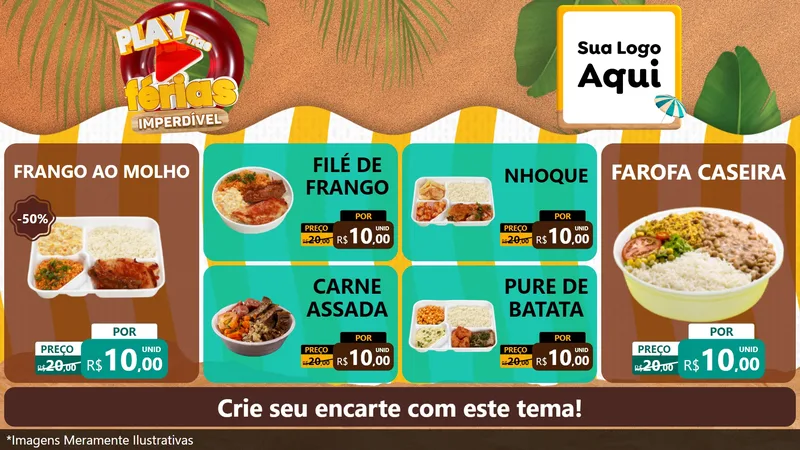 Modelo de TV para TV Horizontal com o tema Play Nas Férias Imperdível para Restaurante