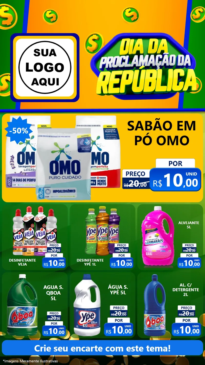 Modelo de Rede Social para Stories com o tema Dia Da Proclamação da República para Produtos de Limpeza
