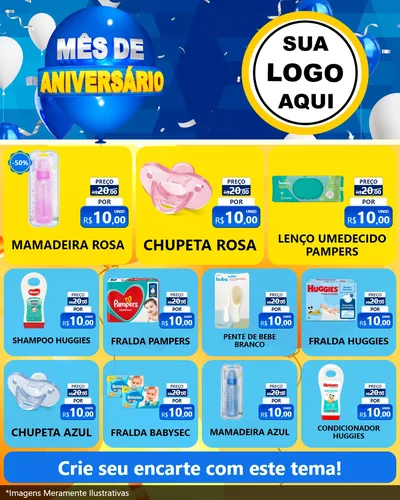 Modelo de Rede Social para Feed Instagram com o tema Mês de Aniversário para Bebês