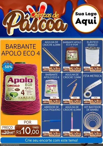 Modelo de Encarte para Encarte A4 Vertical com o tema Ofertas de Páscoa para Armarinho e Aviamentos