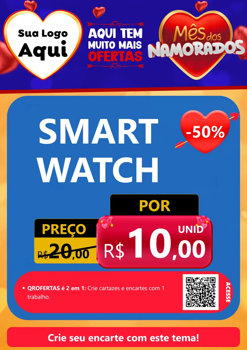 Modelo de Cartaz para Cartaz A4 Vertical com o tema Mês dos Namorados para Informática