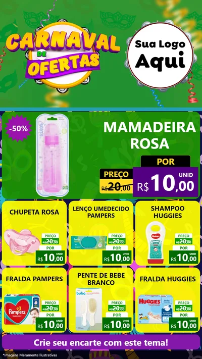 Modelo de Rede Social para Stories com o tema Carnaval de Ofertas para Bebês