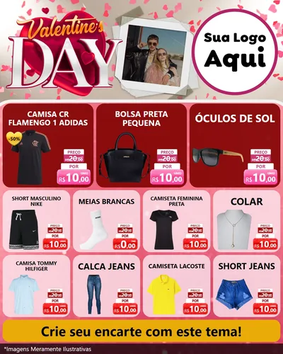 Modelo de Rede Social para Feed Instagram com o tema Valentine's Day para Roupas e acessórios