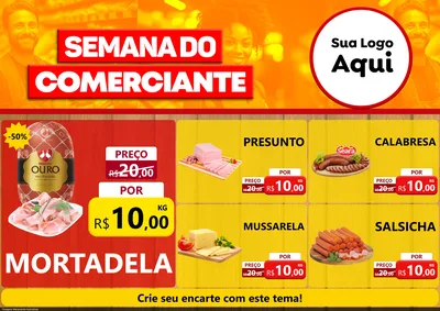 Modelo de Encarte para Encarte A4 Horizontal com o tema Semana do Comerciante para Frios e Laticínios
