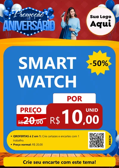 Modelo de Cartaz para Cartaz A4 Vertical com o tema Promoção de Aniversário para Informática