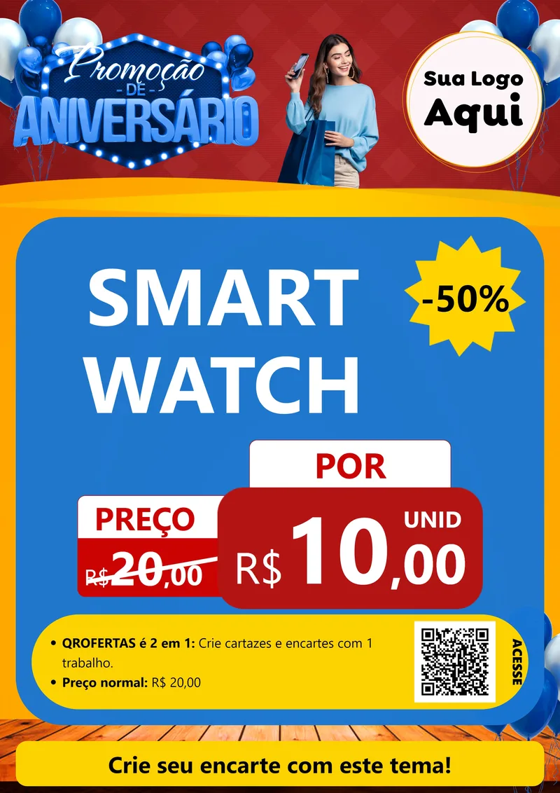 Modelo de Cartaz para Cartaz A4 Vertical com o tema Promoção de Aniversário para Informática