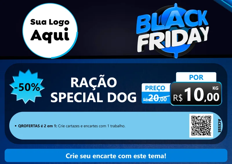 Modelo de Cartaz para Cartaz A4 Horizontal com o tema Black Friday para Pet Shop