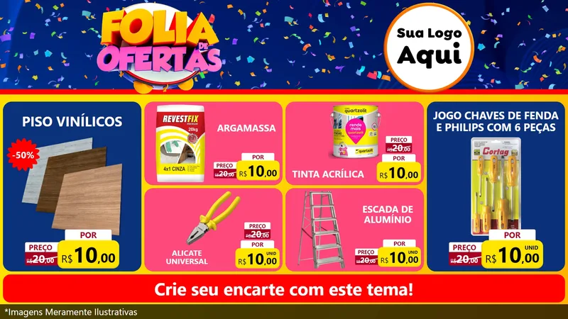 Modelo de TV para TV Horizontal com o tema Folia de Ofertas para Material para Construção