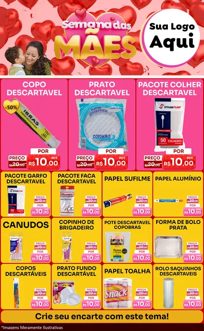 Modelo de Encarte para Encarte Grande com o tema Semana Das Mães para Embalagens