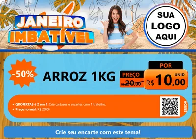 Modelo de Cartaz para Cartaz A4 Horizontal com o tema Janeiro Imbatível para Supermercado
