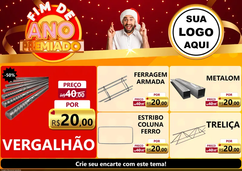 Modelo de Encarte para Encarte A4 Horizontal com o tema Fim de Ano Premiado para Ferragens