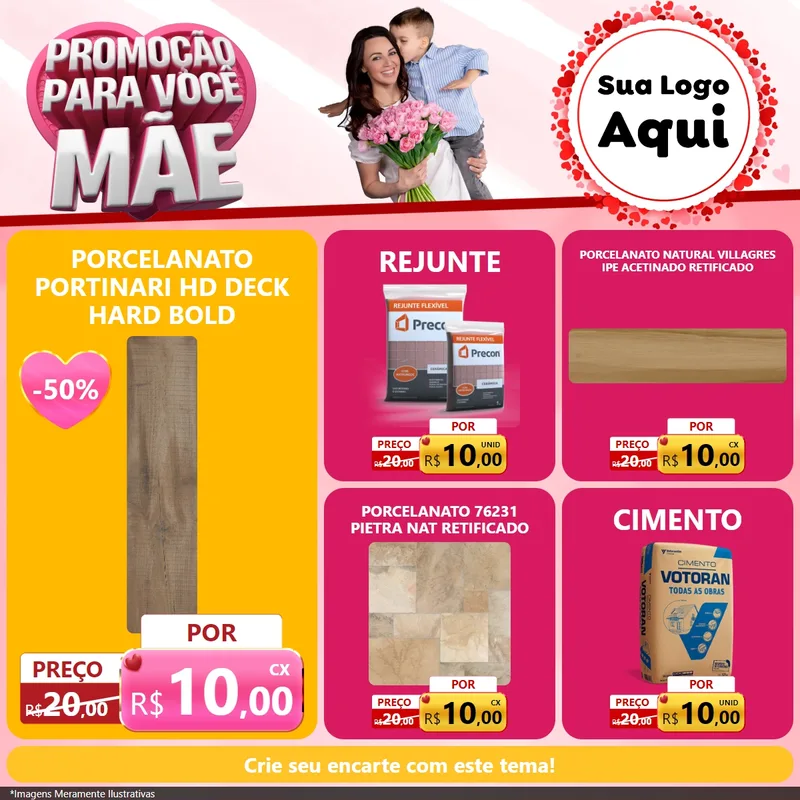 Modelo de Rede Social para Feed Facebook com o tema Promoção Para Você Mãe para Pisos e revestimentos