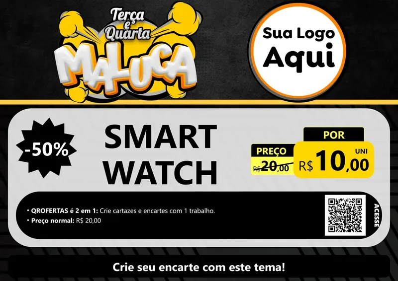 Modelo de Cartaz para Cartaz A4 Horizontal com o tema Terça e Quarta Maluca para Informática