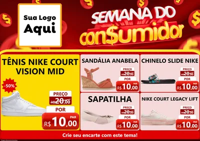 Modelo de Encarte para Encarte A4 Horizontal com o tema Semana do Consumidor para Calçados