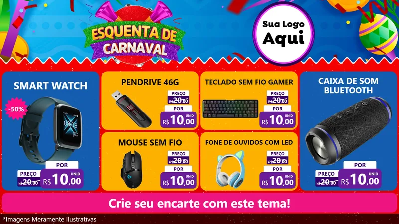 Modelo de TV para TV Horizontal com o tema Esquenta de Carnaval para Informática