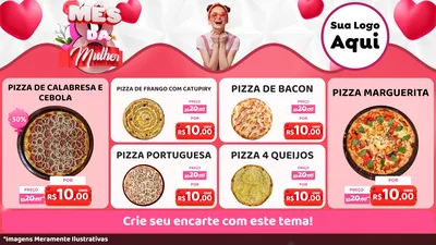 Modelo de TV para TV Horizontal com o tema Mês da Mulher para Pizzaria