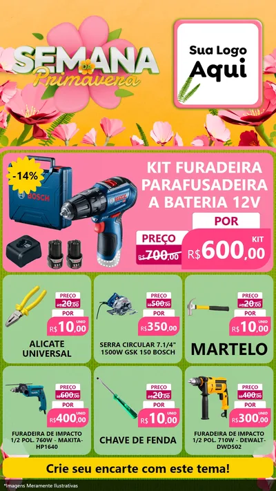 Modelo de Rede Social para Stories com o tema Semana da Primavera para Maquinas e Ferramentas