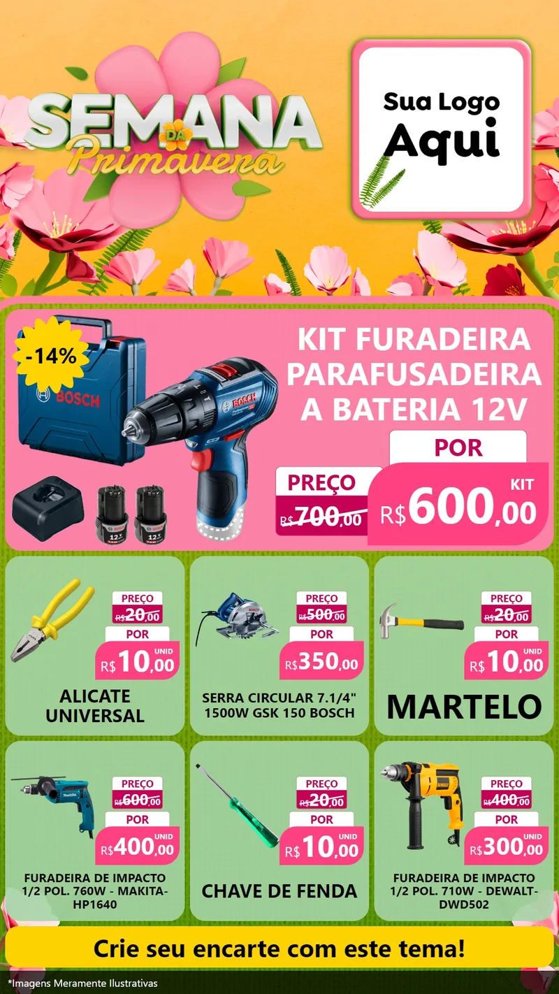 Modelo de Rede Social para Stories com o tema Semana da Primavera para Maquinas e Ferramentas