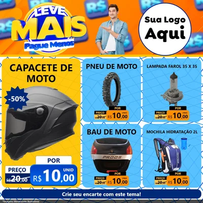 Modelo de Rede Social para Feed Facebook com o tema Leve Mais, Pague Menos para Moto peças