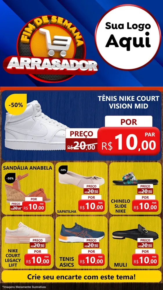 Modelo de Rede Social para Stories com o tema Fim De Semana Arrasador para Calçados