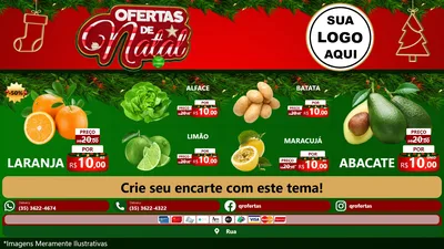 Modelo de TV para TV Horizontal com o tema Ofertas de Natal para Hortifrúti