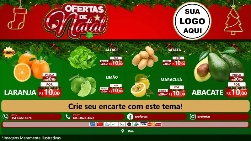 Modelo de TV para TV Horizontal com o tema Ofertas de Natal para Hortifrúti