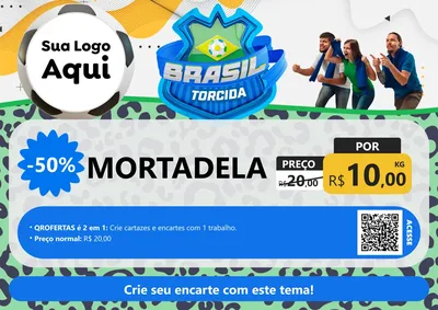 Modelo de Cartaz para Cartaz A4 Horizontal com o tema Brasil Torcida - Copa para Frios e Laticínios